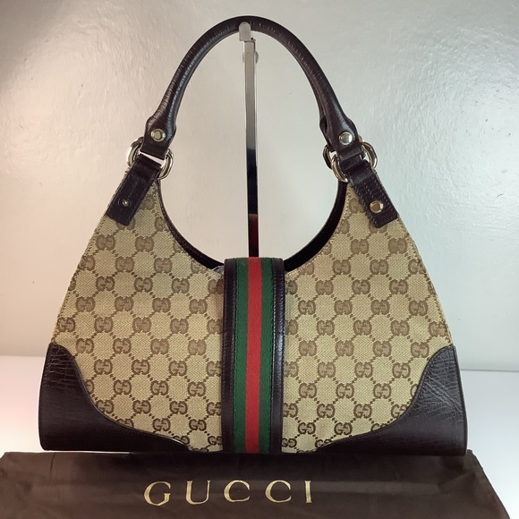 🛍❤️‍🔥❤️‍🔥GUCCI Beige/Ebony GG Canvas/Leather Junco Shoulder Bag❤️‍🔥 - Picture 2 of 13